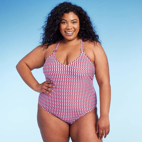 Kona Sol Wide Ribbed Ring, Scoop Neck One-Piece Swimsuit (Women's)
