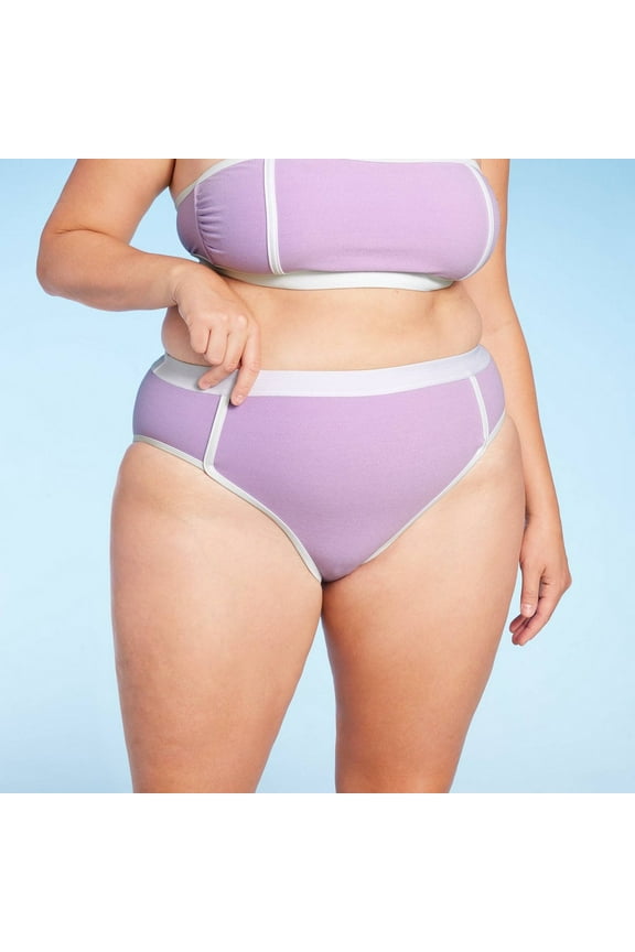 Woen's Terry Textured Solid Bandeau with Binding Bikini Top - Turquoise Blue