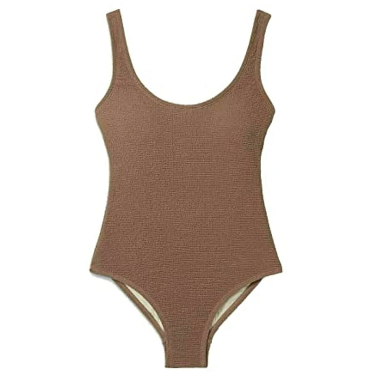 Kona Sol Women's Crinkle Textured Medium Coverage One Piece Swimsuit  (Copper/Brown, Medium)