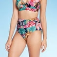 thumbnail image 1 of Kona Sol Women's High Coverage High Waist Draped Bikini Bottom, Multi Floral, XS, 1 of 3