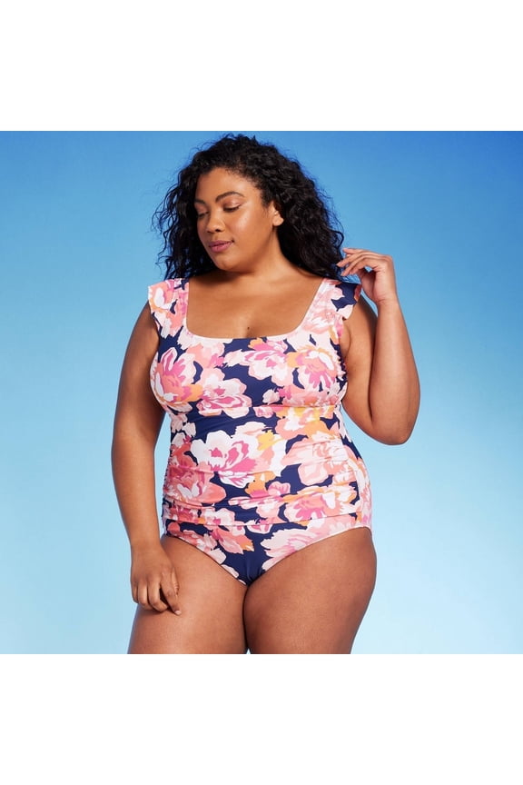 Women's Over The Shoulder Swimwear Floral One Piece Swimsuit