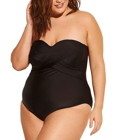 Kona Sol Women's Plus Size Black Twist One-Piece Swimsuit Black, 24W