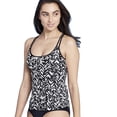 thumbnail image 1 of Kona Sol Women's Racerback Tankini Top - Black/White, Small, 1 of 2