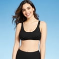 thumbnail image 1 of Kona Sol Women's Ribbed Textured Scoop Bikini Top XL Black, 1 of 1