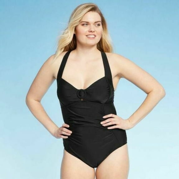 Kona Sol Women's Ring Detail High Coverage One Piece Swimsuit M