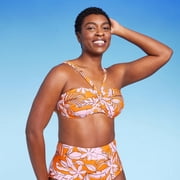 Kona Sol Womens Tropical Print Bralette Bikini Top - Orange S