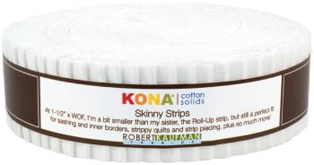 Kona Solids Skinny Strips Jelly Roll, 1.5" - White Colorstory
