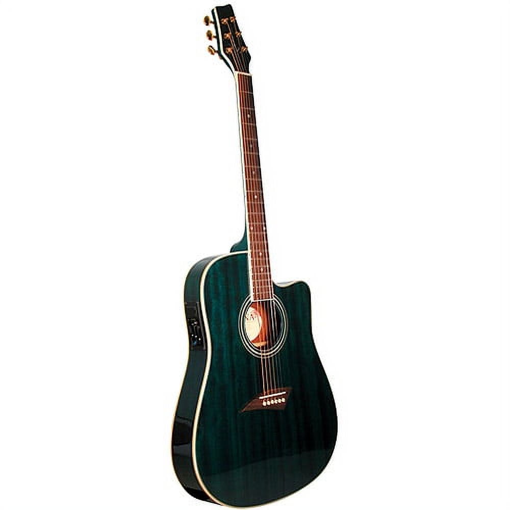 Kona Thin-Body Acoustic Electric Guitar, Spruce with Transparent Blue  Finish 