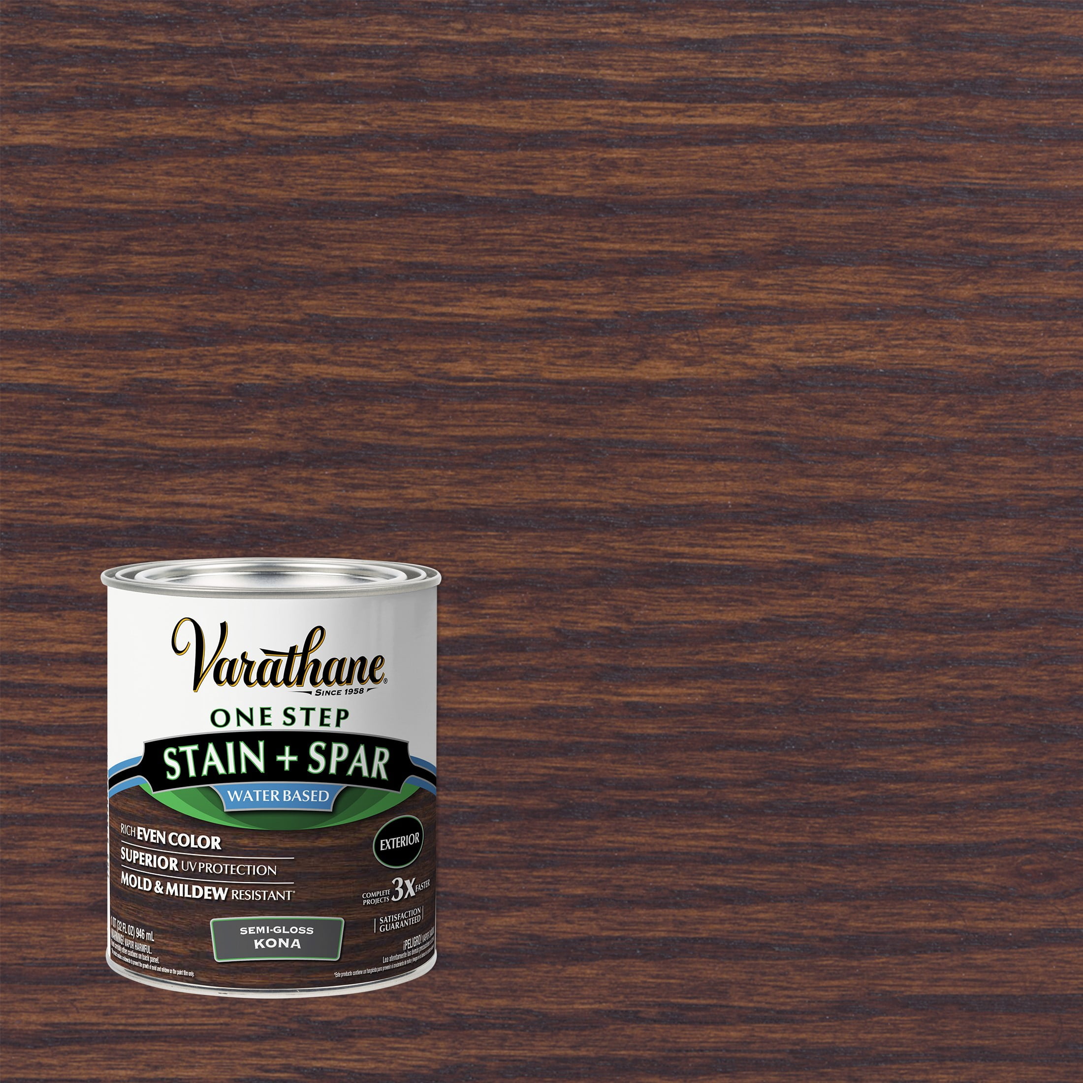 2 Pack, Kona, Varathane One Step Wood Stain + Spar Water-Based Urethane-388142, Quart