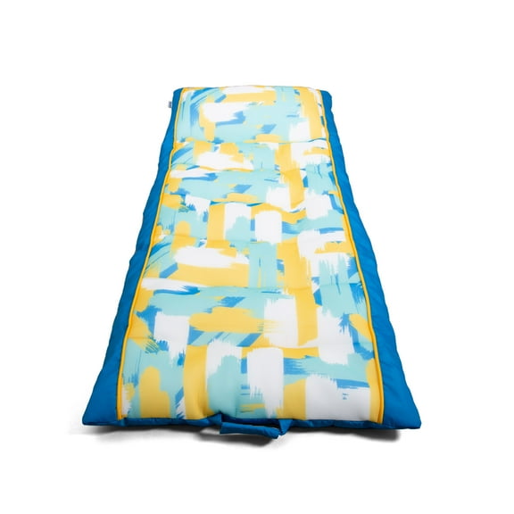 Big Joe Kona No Inflation Needed Pool Lounger with Headrest, Paintbrush Yellow Double Sided Mesh, Quick Draining Fabric, 5.5 feet Big