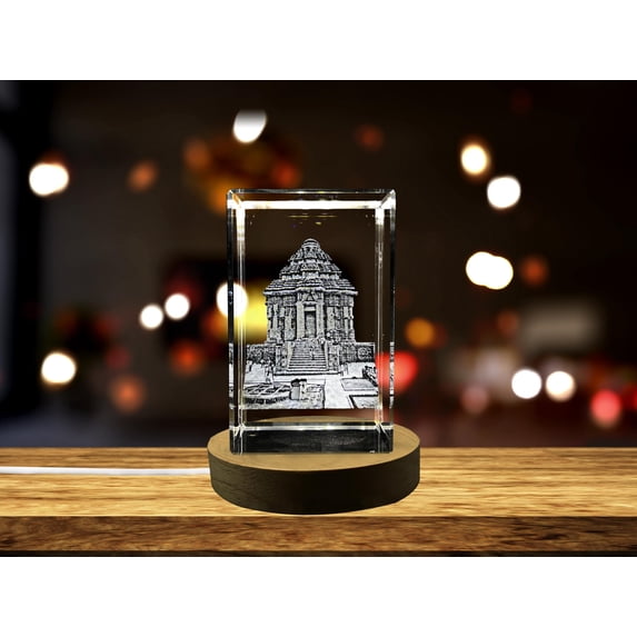 Konark Sun Tower 3D Engraved Crystal Keepsake Souvenir