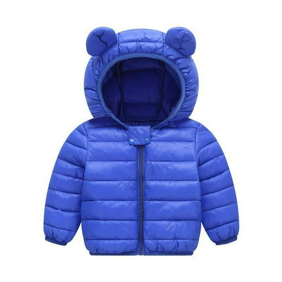 Konbeca Baby Boys Girls Winter Coat,Warm Hooded Puffer,Lightweight Water-Resistant Jacket,Kids Outwear Coat,Toddler Ears Hooded Down Jacket,Thicken Warm Winter Coat Blue 2-3 Years