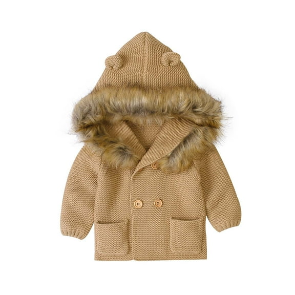 Konbeca Baby Boys Girls Winter Coat,Warm Hooded Puffer,Lightweight Water-Resistant Jacket,Kids Outwear Coat,Toddler Ears Hooded Down Jacket,Thicken Warm Winter Coat Brown 12-18 Months