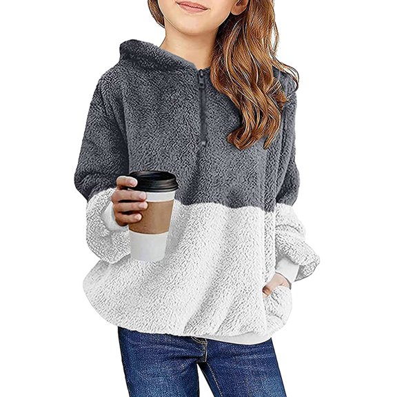 Konbeca Kids Hoodie Coat,Toddler Girls Boys Cute Ear Zipper Warm Outwear,Fleece Thick Hooded Coat,Windbreaker Outerwear,Infant Winter Jacket Gray 5-6 Years