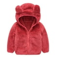 thumbnail image 1 of Konbeca Kids Hoodie Coat,Toddler Girls Boys Cute Ear Zipper Warm Outwear,Fleece Thick Hooded Coat,Windbreaker Outerwear,Infant Winter Jacket Red 3-4 Year, 1 of 3