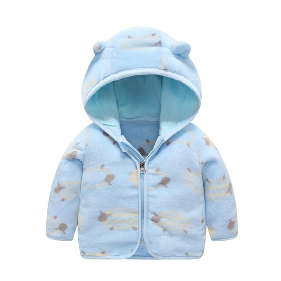 Konbeca Winter Down Coats for Kids,Toddler Ears Hooded Down Jacket,Boys Girls Thicken Warm Bear Hoods Outerwear,Infant Cute Ear Zipper Solid Outfits Baby Jackets Blue 12-18 Months