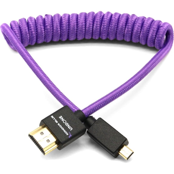 Kondor Blue 12-24" Gerald Undone Limited Edition Micro-HDMI to Full HDMI Coiled Cable for On-Camera Monitors, Purple