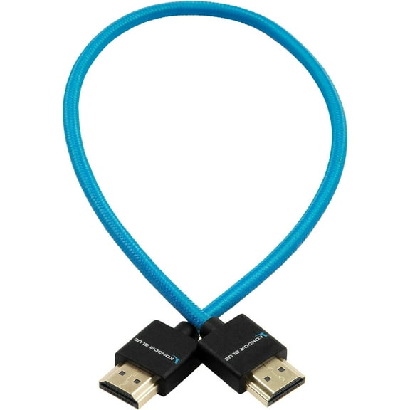 Kondor Blue 14" Thin HDMI to HDMI Braided Male Cable for on Camera Monitors, Blue