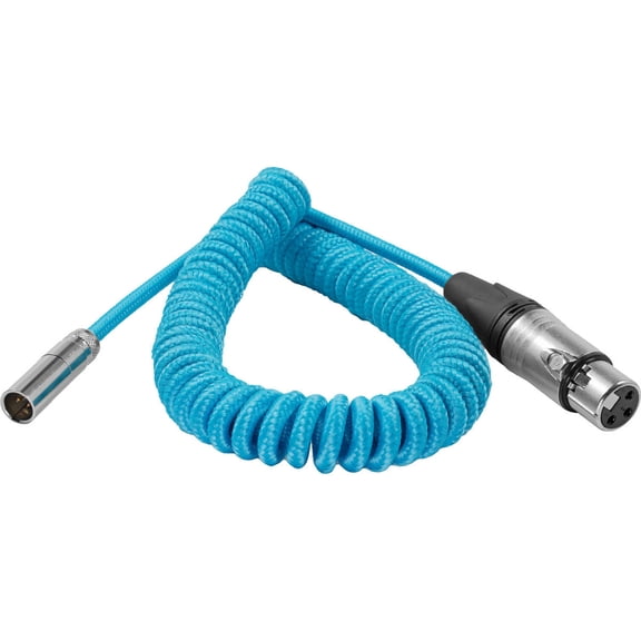 Kondor Blue Coiled Mini-XLR to XLR Cable for Canon C70 & BMPCC 4K/6K, 12 to 24"