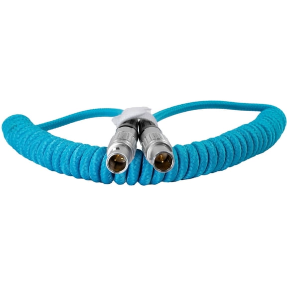 Kondor Blue Lemo to Lemo 2-Pin 0B Male Coiled Power Cable for ARRI to Teradek
