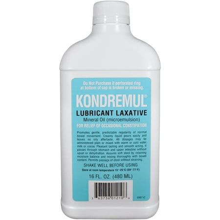 Kondremul Lubricant Laxative Constipation Relief Mineral Oil, 16oz, 5-Pack
