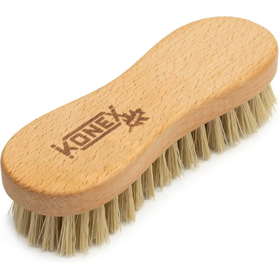 Konex Peanut Scrub Brush, Wooden Hand Cleaning Brush, Stiff Nylon, 1 Pack
