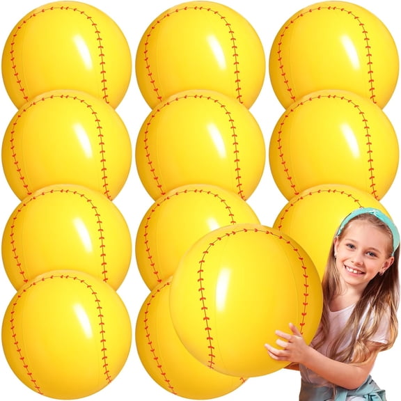 Konexial 12 Pack 16 Inch Inflatable Baseball Beach Balls, Giant Pool Toys