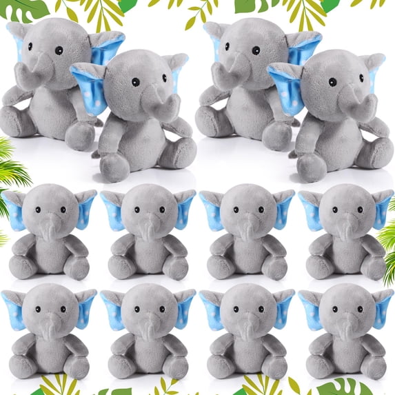 Konexial 12 Pcs 4 Inch Elephant Plush Toys, Gray, Blue Small Stuffed ...
