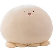 Konexial 15.7 inch Cute Round Octopus Plush Pillow, Soft Chubby Mochi Blob Stuffed Animal Toy, Fluffy Squishy Beige Cute Cushion with Happy Face for Kids Girls, Hugging Pillow Home Sofa Decor Gift