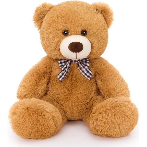 Konexial 15-Inch Small Teddy Bear, Cuddly Plush with Checkered Bow for Kids | Soft plush, classic design, cuddly companion for birthdays, Christmas,baby shower,holidays and everyday hugs