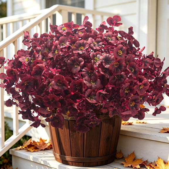 Konexial 16 Bundles Artificial Pansy Flowers for Outdoor, UV Resistant Fake Silk Pansies, 8 Colors Faux Spring Flowers with Stems for Porch Patio Yard Window Box Home Decor