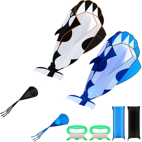 Konexial 2 Pcs Beach Kite for Adults, Huge Orca Whale Kite, Easy to Fly