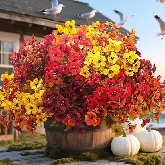 Konexial 20 Bundles Artificial Flowers for Outdoors, UV Resistant Fake Plants Flowers Greenery Shrubs Plants for Decoration Outside Plants Hanging Planter Home Garden Decor (Purple)