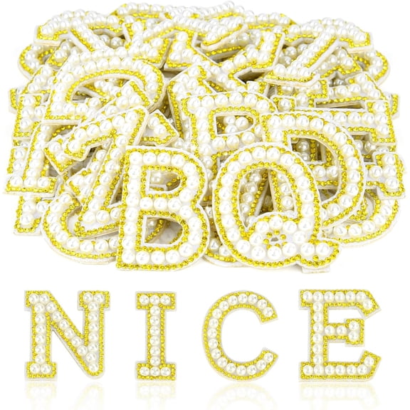 Konexial 26 Self Adhesive Letter Patches Pearl Rhinestone Letter Stickers
