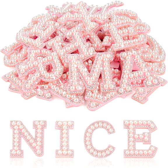 Konexial 26 Self Adhesive Letter Patches Pearl Rhinestone Letter Stickers