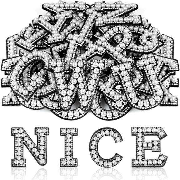Konexial 26 Self Adhesive Letter Patches Pearl Rhinestone Letter Stickers