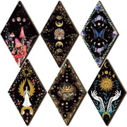 Konexial 6 Pcs Witchy Gothic Wall Decor, Rustic Boho Moon Phase Sun Mushroom Star Hanging Wooden Ornament for Bedroom Living Room Gallery, Celestial Goth Home Decoration Farmhouse PedimentsMoon Sun