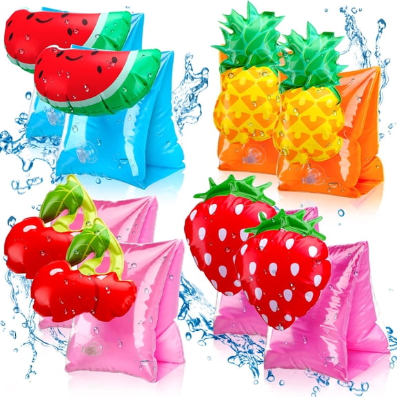 Konexial 8 Pieces Swim Arm Floaties for Kids Inflatable Swim Armbands Float Sleeves Swimming Arm Float Rings for Toddler Boys Girls