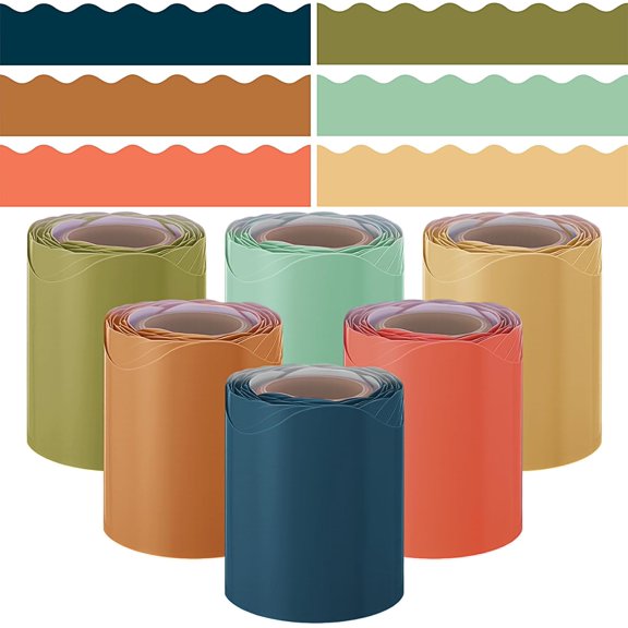 Konexial Bulletin Board Borders Scalloped Trim,Travel Color,98.4 Ft