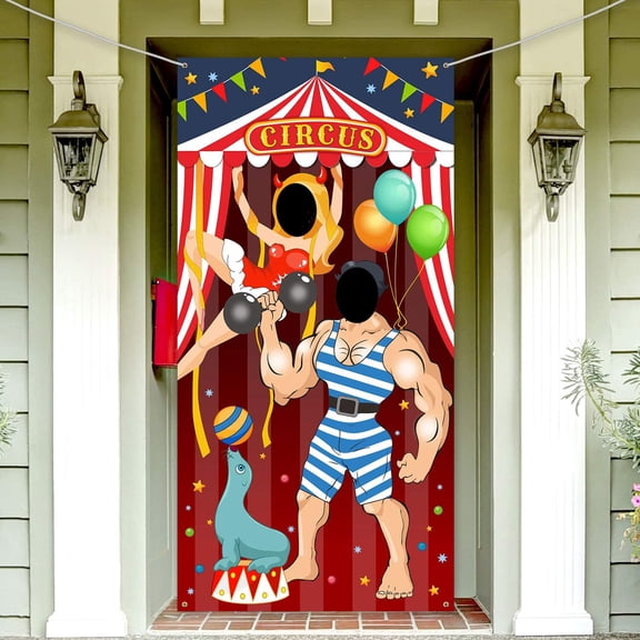Konexial Circus Photo Booth Backdrop Banner, Large Carnival Theme Party Prop
