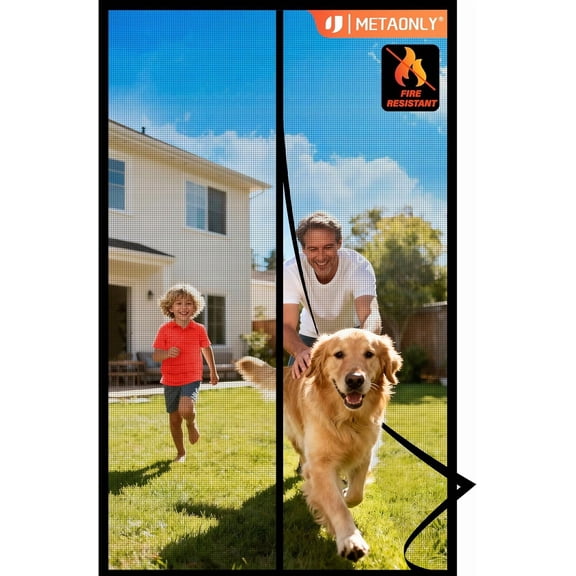 Konexial Fiberglass Magnetic Screen Door Mesh, Works for Patio, Sliding Door, Keeps Bug Mosquito Out, Fresh Air Flow, Fits 31" x 81" Door - Curtain Size 33" x 83", Black