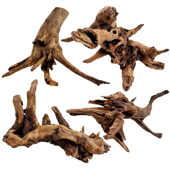 Konexial Natural Aquarium Driftwood Decoration Branches Reptiles Terrarium Ornament Wood Fish Tank Habitat Decor Assorted Sizes Wood 4 PCS (6"-10")