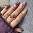 Konexial Soft Gel Press On Nails Almond Floral Design Burgundy Pink konexial-soft-gel-press-on-nails-almond-floral-design-burgundy-pink