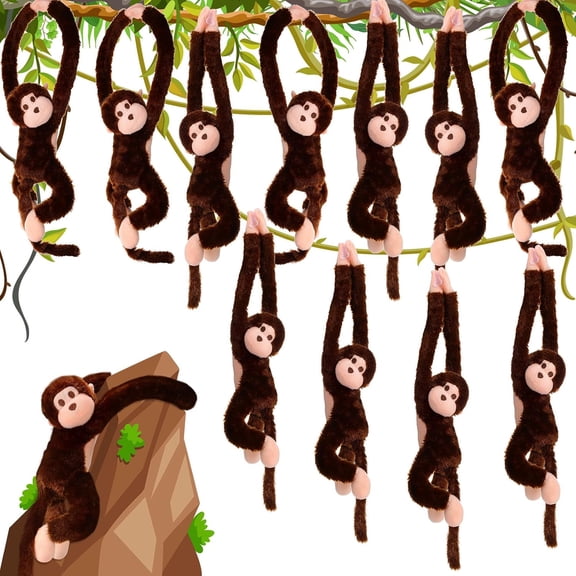 Konexial Stuffed Monkey Hanging Stuffed Animal Plush Monkey Toy with Hook and Loop Fasteners Hands Large Plush Animal for Adults Gifts Party Decors (Brown)