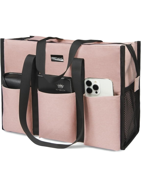 Utility Water Resistant Tote Bag with 13 Pockets, Zipper Closure