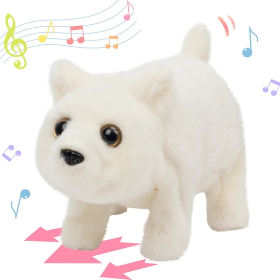 Konexial Walking Polar Bear Interactive Electronic Pet Plush White Bear Toy with Sounds and Movements Animated Shaking Head Gifts for Toddlers Birthday, 9''