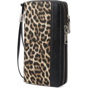 Konexial Womens Wallet RFID Blocking Leather Wristlet | 2 Zip Around, Large Capacity, Credit Card Holder, Ladies Phone Clutch Purse