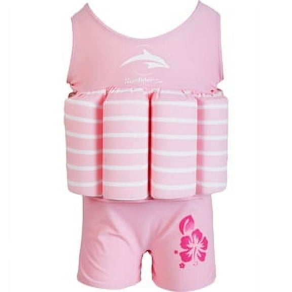 Konfidence Floatsuit Pink Breton Stripe 4-5 Years