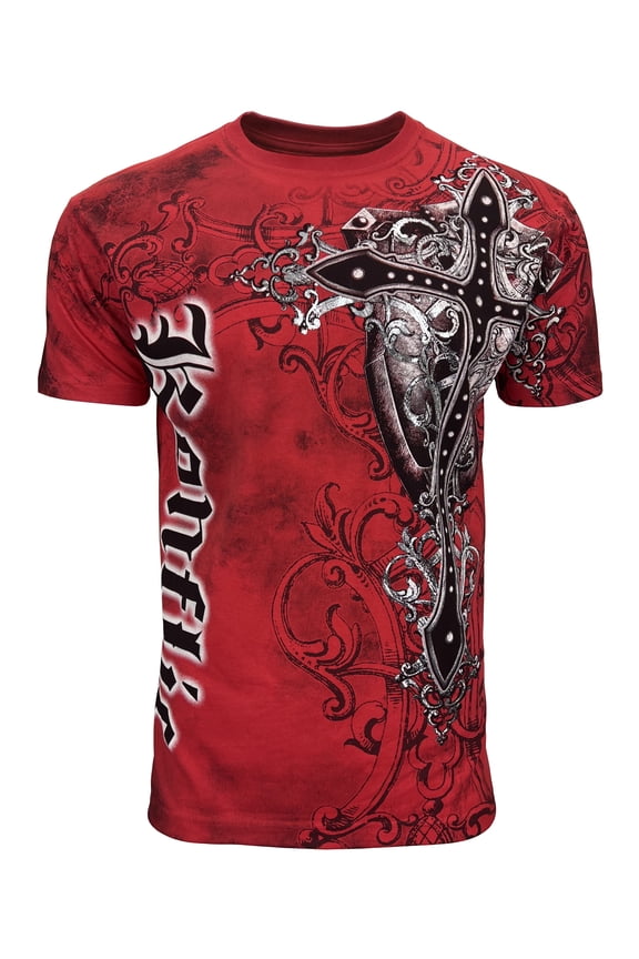 Konflic Giant Cross with Shield and Wings Graphic Men's t-shirt