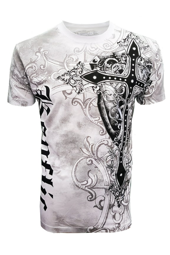 Konflic Giant Cross with Shield and Wings Graphic Men's t-shirt